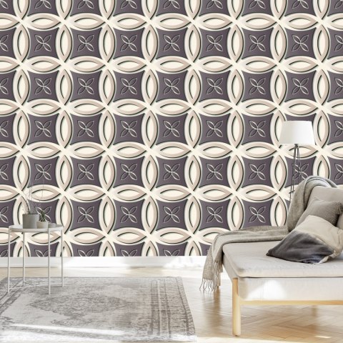 Tapeta Dekoracyjny Wzór Retro - Efekt 3D