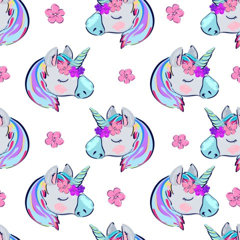 Tapeta Dla Dzieci - Śpiące Jednorożce Na Tle Kwiatów