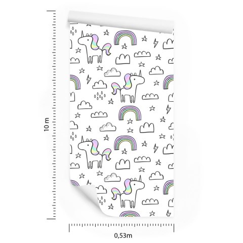 Tapeta Dla Dzieci - Tęczowe Jednorożce