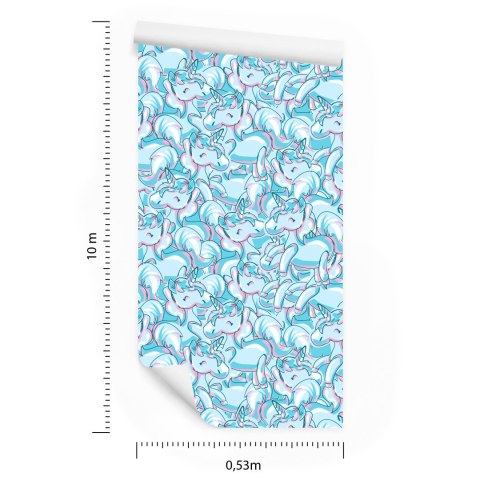 Tapeta Dla Dzieci - Uśmiechnięte Kolorowe Jednorożce