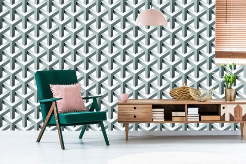 Tapeta Geometryczna, Efekt 3D, Z Głębią, Do Salonu