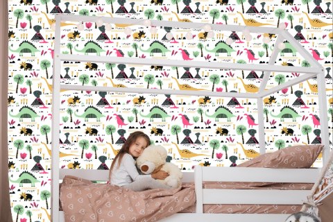 Tapeta Dinozaury, Wulkany, Liście, Pokój Chłopca