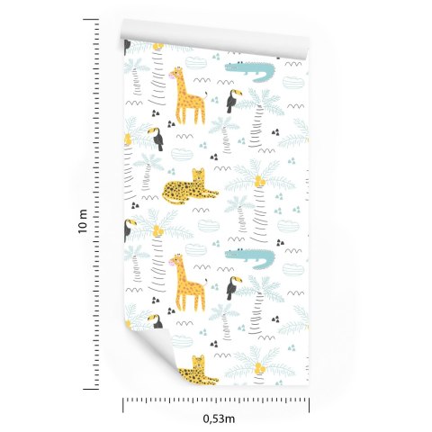 Tapeta Dla Chłopca, Zwierzęta Safari Drzewa Natura