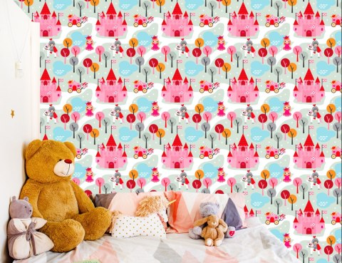 Tapeta Dla Dzieci, Księżniczki Rycerze Zamek Konie