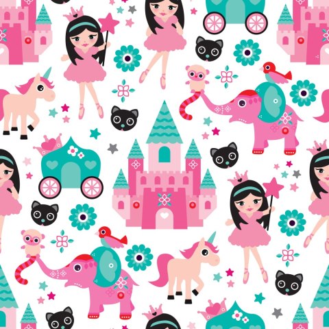 Tapeta Dla Dzieci, Wróżki Jednorożce Kwiaty Ptaki