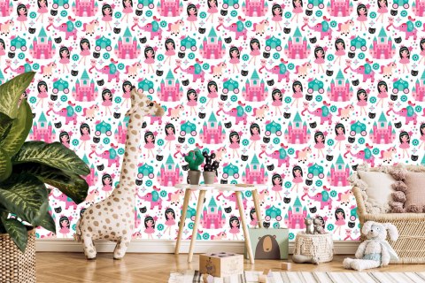 Tapeta Dla Dzieci, Wróżki Jednorożce Kwiaty Ptaki