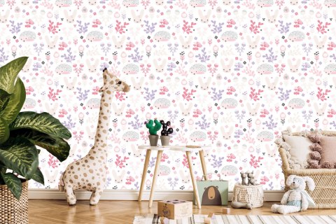 Tapeta Dla Dziewczynek Pastelowe Zwierzątka Kwiaty