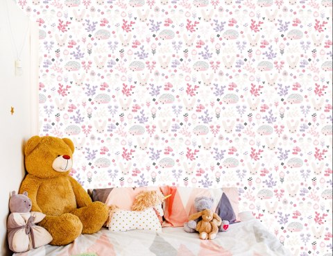 Tapeta Dla Dziewczynek Pastelowe Zwierzątka Kwiaty