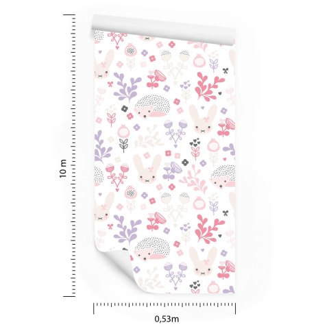 Tapeta Dla Dziewczynek Pastelowe Zwierzątka Kwiaty