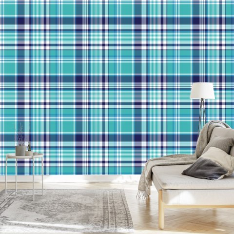 Tapeta Geometryczna, Nowoczesna W Kratę, Do Salonu