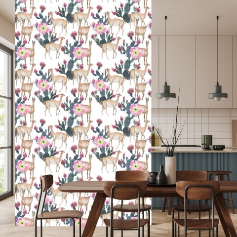 Tapeta - Alpaki, Kaktusy I Kwiaty