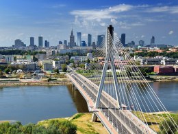 Obraz Wieloczęściowy Most Z Panoramą Warszawy W Tle