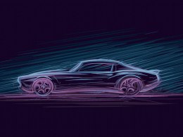 Obraz Wieloczęściowy Neonowy Muscle Car