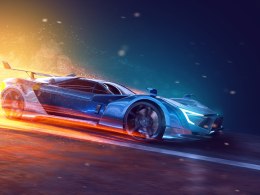 Obraz Wieloczęściowy Futurystyczny Samochód Sportowy 3D