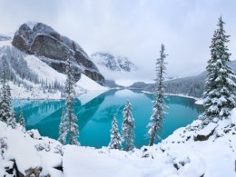Obraz Wieloczęściowy Jezioro Morenowe Zimą