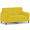 2-osobowa sofa z poduszkami, żółta, 120 cm, aksamit