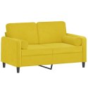 2-osobowa sofa z poduszkami, żółta, 120 cm, aksamit