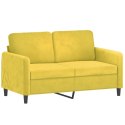 2-osobowa sofa z poduszkami, żółta, 120 cm, aksamit