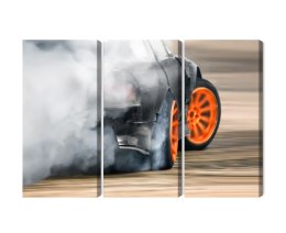Obraz Wieloczęściowy Driftujący Samochód W Kłębach Dymu