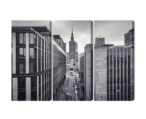 Obraz Wieloczęściowy Panorama Centrum Warszawy Czarno-Biała