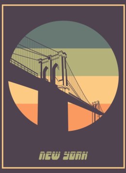 Plakat Most Brooklyn Bridge W Stylu Vintage Rama Aluminiowa Kolor Czarny