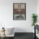 Plakat Motocykl Z Akcesoriami I Napisami W Stylu Vintage Rama Aluminiowa Kolor Czarny