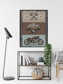 Plakat Motocykl Z Akcesoriami I Napisami W Stylu Vintage Rama Aluminiowa Kolor Czarny