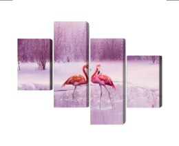 Obraz Wieloczęściowy Flamingi Na Tle Fioletowego Krajobrazu