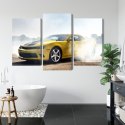 Obraz Wieloczęściowy 3D Dryfujący Żółty Samochód