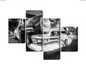 Obraz Wieloczęściowy Czarno-Biały Amerykański Samochód Retro