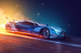 Obraz Wieloczęściowy Futurystyczny Samochód Sportowy 3D