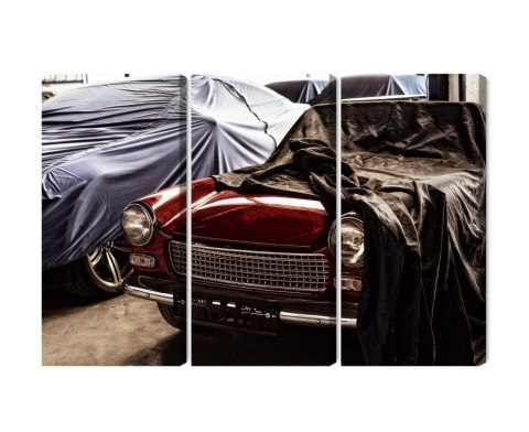 Obraz Wieloczęściowy Włoski Retro Samochód Pokryty Ściereczką