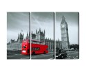 Obraz Wieloczęściowy Czerwony Autobus W Londynie