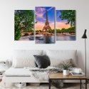 Obraz Wieloczęściowy Wieża Eiffla I Sekwana O Zachodzie Słońca W Paryżu