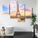 Obraz Wieloczęściowy Wieża Eiffla W Paryżu O Zachodzie Słońca