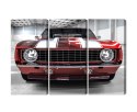 Obraz Wieloczęściowy Czerwony Muscle Car W Garażu