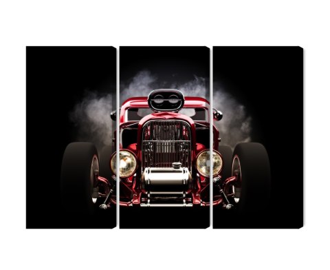 Obraz Wieloczęściowy Samochód Hot Rod Na Tle Dymu
