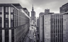 Obraz Wieloczęściowy Czarno-Biała Panorama Centrum Warszawy