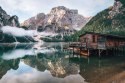 Obraz Wieloczęściowy Domek Nad Włoskim Jeziorem Braies 3D