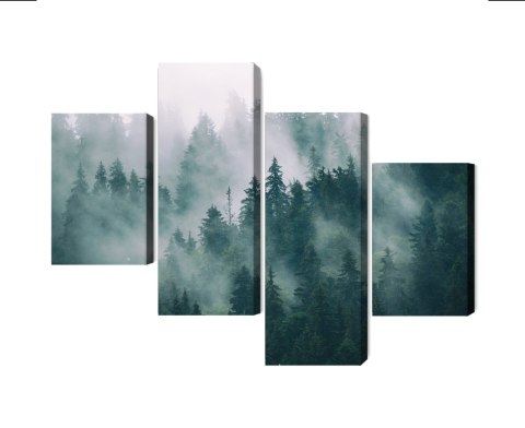 Obraz Wieloczęściowy Mgła W Zielonym Lesie