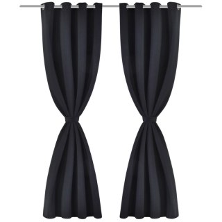 Zasłony zaciemniające z kółkami, 2 szt., 135x175 cm, czarne