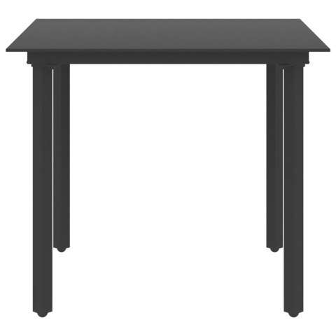 Stół ogrodowy, czarny, 80x80x74 cm, stal i szkło