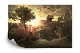 Fototapeta Dinozaury O Zachodzie Słońca