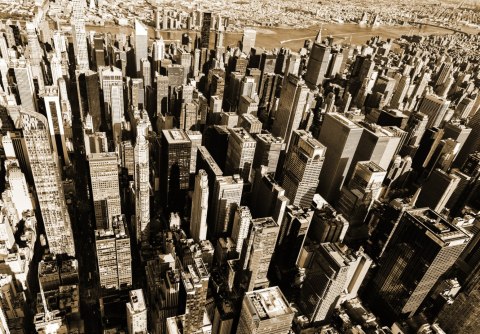 Fototapeta Las Wieżowców W Sepii