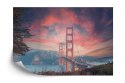 Fototapeta Beautiful View Of Golden Gate Bridge In Background Of Mountains During Sunset