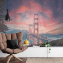 Fototapeta Beautiful View Of Golden Gate Bridge In Background Of Mountains During Sunset