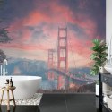 Fototapeta Beautiful View Of Golden Gate Bridge In Background Of Mountains During Sunset