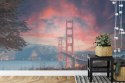 Fototapeta Beautiful View Of Golden Gate Bridge In Background Of Mountains During Sunset