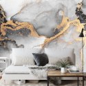 Fototapeta Black Gold Abstract Background Of Marble Liquid Ink Art Painting On Paper . Image Of Original Artwork Watercolor Alco