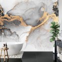 Fototapeta Black Gold Abstract Background Of Marble Liquid Ink Art Painting On Paper . Image Of Original Artwork Watercolor Alco